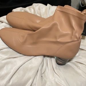 Zara blush colored boot with clear heel